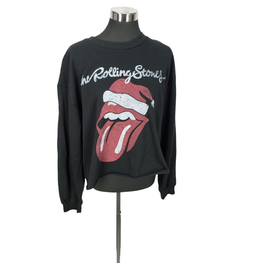 The Rolling Stones Size XXL Black Pullover Frayed Edge Sweatshirt